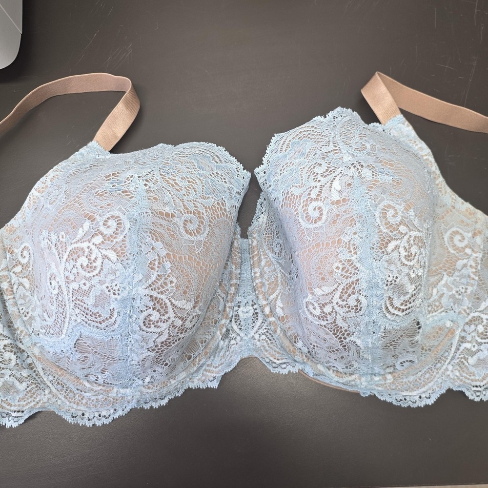 Third Love 24/7 Lace Balconette Bra Womens 44C Blue Lightly Lined Underwire - Picture 9 of 9